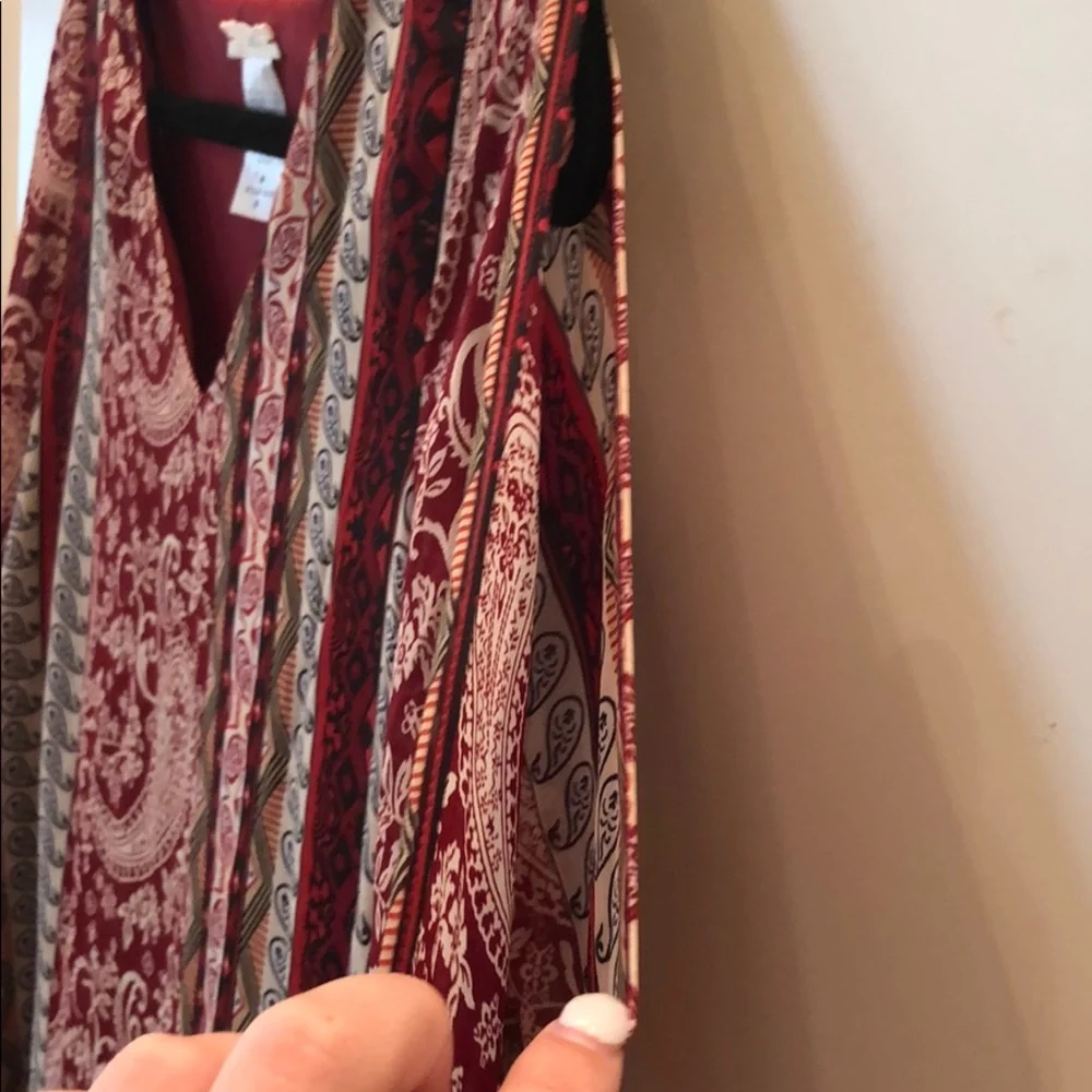 Boho Paisley Red Tunic Short  Dress Medium - Picture 4 of 6